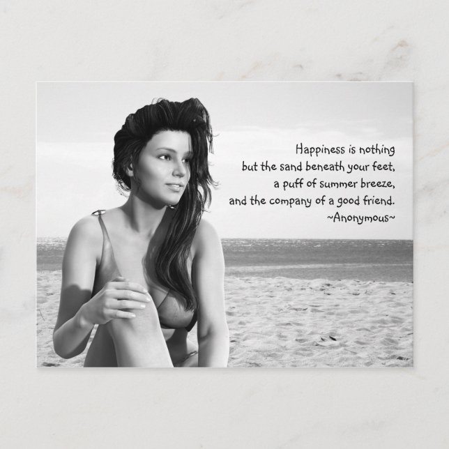 Tarjeta postal blanca y negra de felicidad (Anverso)