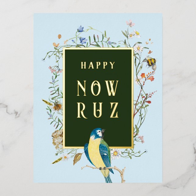 Tarjeta postal BLANK Happy Nowruz Songbird (Anverso)