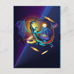 Tarjeta postal Blue Galaxy Dragon