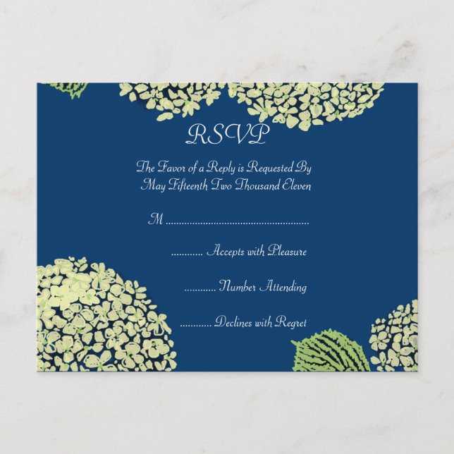 Tarjeta postal Blurberry Hydrangea RSVP (Anverso)