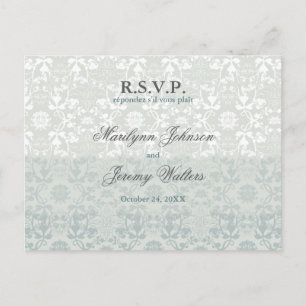 Tarjeta postal Boda Damask Swirls Lace Dream RSVP