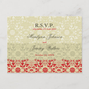Tarjeta postal Boda Damask Swirls Lace Spice RSVP
