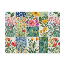 Tarjeta postal bonita con estampado floral de patc