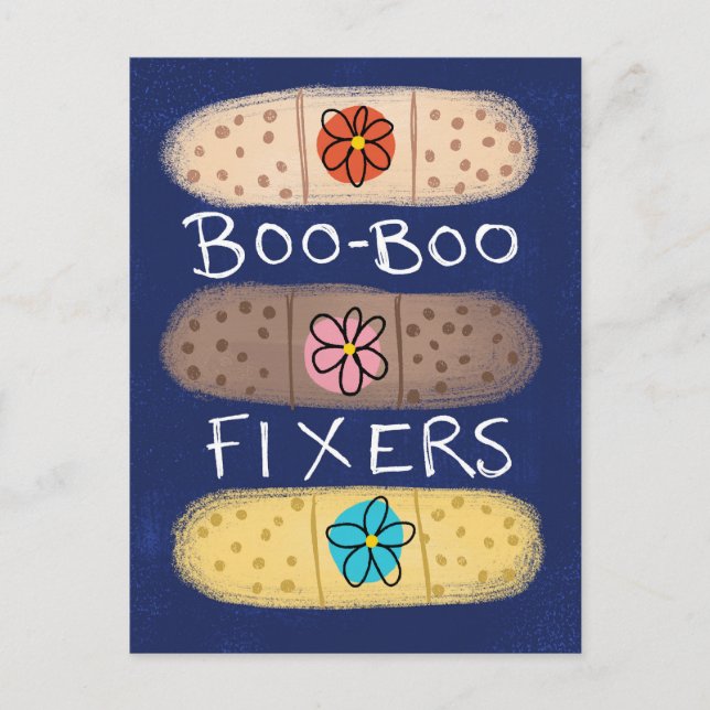 Tarjeta postal Boo-Boo Fixer Bandaids (Anverso)