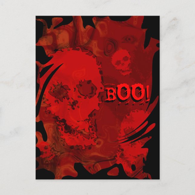 Tarjeta postal 'Boo!' de Skull Specters Red (Anverso)