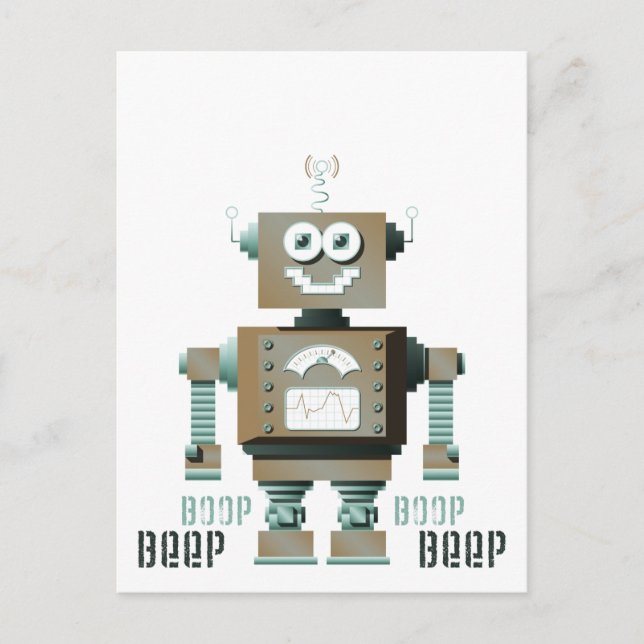 Tarjeta postal Boop Beep Toy Robot (lt) (Anverso)