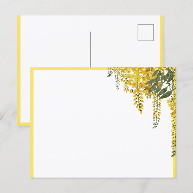 Tarjeta Postal Botánica de Flores Amarillas Elegan (Anverso / Reverso)