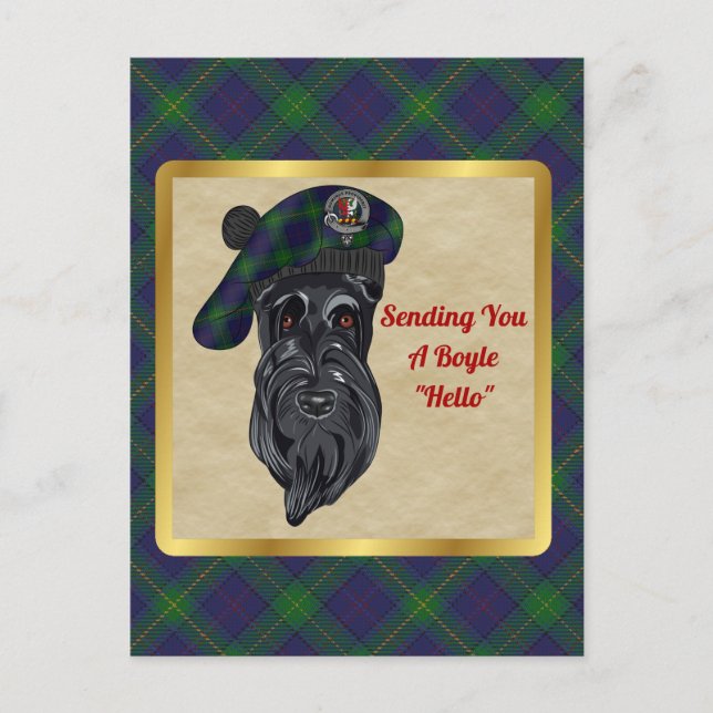Tarjeta postal Boyle Clan y Tartan (Anverso)