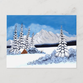 Tarjeta Postal Brillante de Invierno Nevado