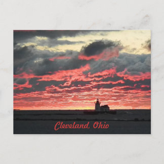 Tarjeta postal Brillante del Lago Erie Sunset (far