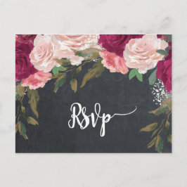 tarjeta postal burgundy florals boda rsvp
