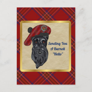 Tarjeta postal Burnett Clan Badge & Tartan
