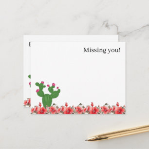 Tarjeta postal Cactus lindo Flores naranjas Te ext