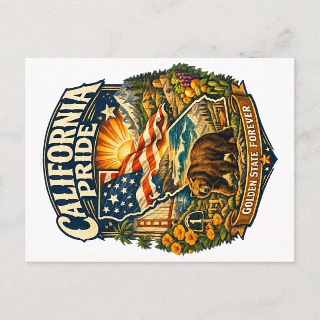 Tarjeta postal California Pride Golden State Forev (Anverso)