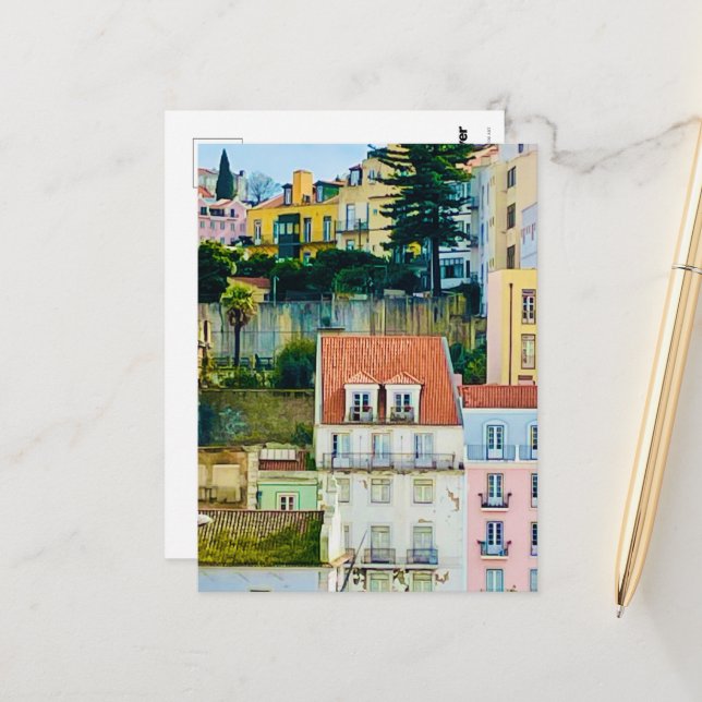 Tarjeta postal callejera, Lisboa Portugal Europa,  (Anverso/Reverso In Situ)