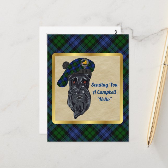 Tarjeta postal Campbell Clan y Tartan (Anverso/Reverso In Situ)