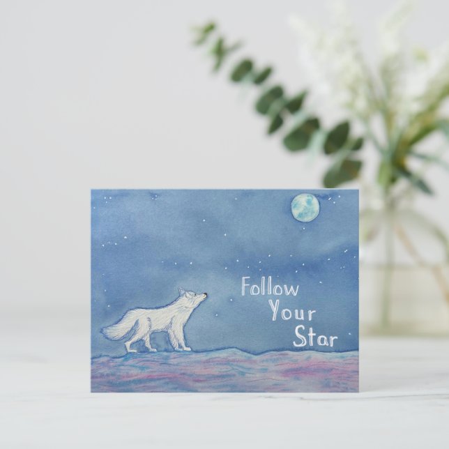 Tarjeta Postal Celeste Sigue Tu Estrella (Anverso de pie)