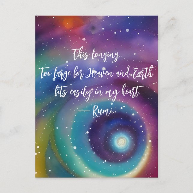 Tarjeta postal celestial con cita de Rumi "Este an (Anverso)