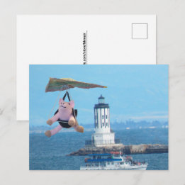 Tarjeta postal - Cerdo volador sobre la luz del pu