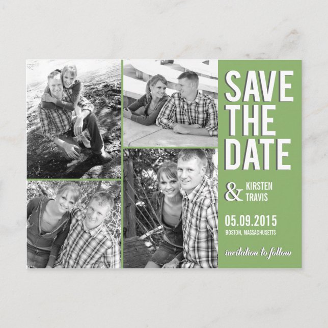 Tarjeta Postal Chic Collage Save The Date (Anverso)
