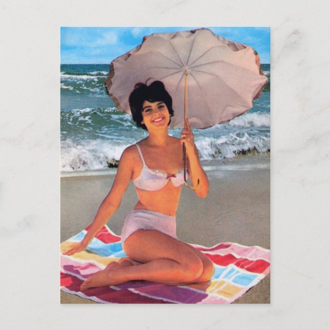 Tarjeta postal chica Bikini Beach (Anverso)