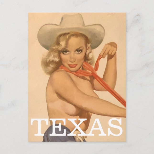 Tarjeta postal chica de Texas Vintage Pin Up (Anverso)