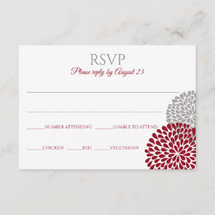 Tarjeta postal Chrysanthemum RSVP   Marsala y Gris