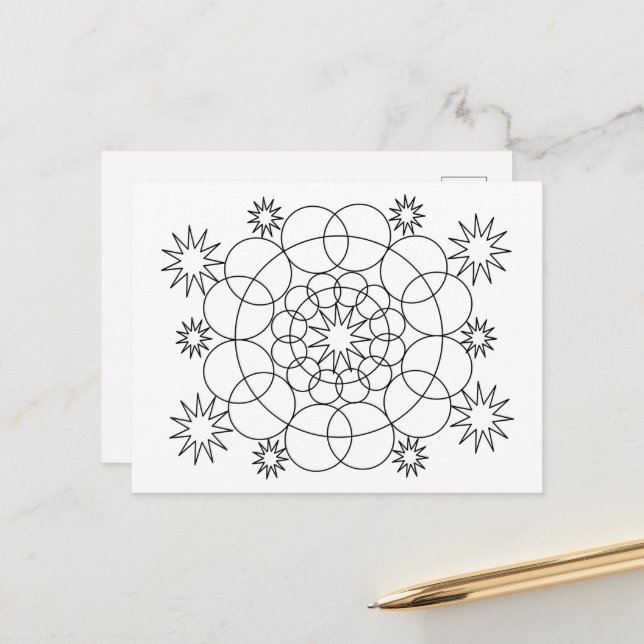 Tarjeta postal - Círculos y Estrellas para Colorea (Anverso/Reverso In Situ)