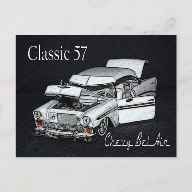 Tarjeta postal clásica 57 Chevy Bel Air (Anverso)