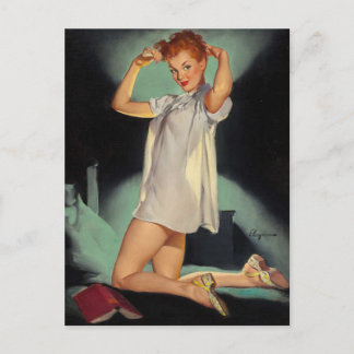 Tarjeta postal clásica de chica pin up vintage