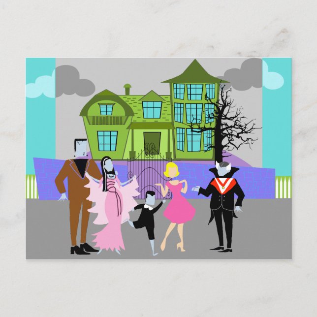 Tarjeta postal clásica de los monstruos de la tele (Anverso)