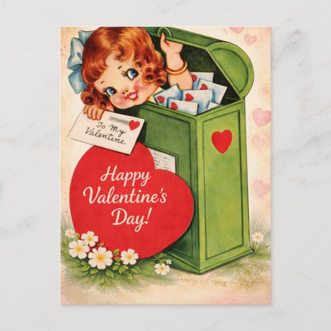 Tarjeta postal clásica retro de San Valentín (Anverso)
