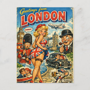 Tarjeta postal clásica traviesa de Londres