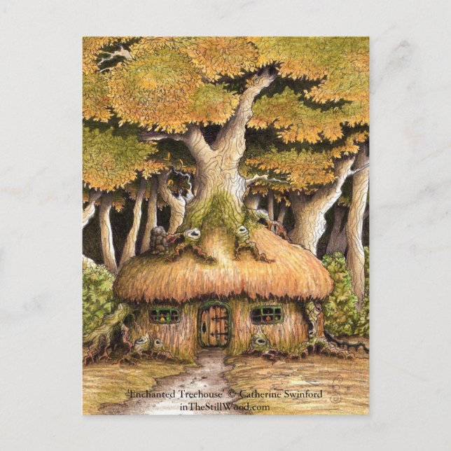 Tarjeta postal coleccionable 'Casa del árbol encan (Anverso)