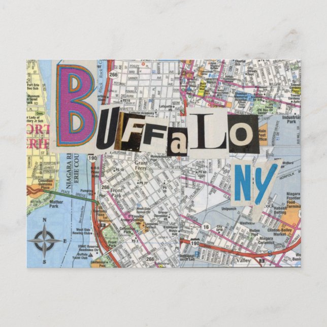 Tarjeta postal Collage de Buffalo NY Maps 37 (Anverso)