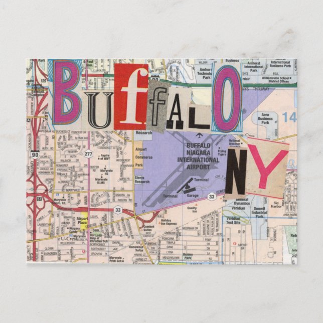 Tarjeta postal Collage de Buffalo NY Maps 38 (Anverso)