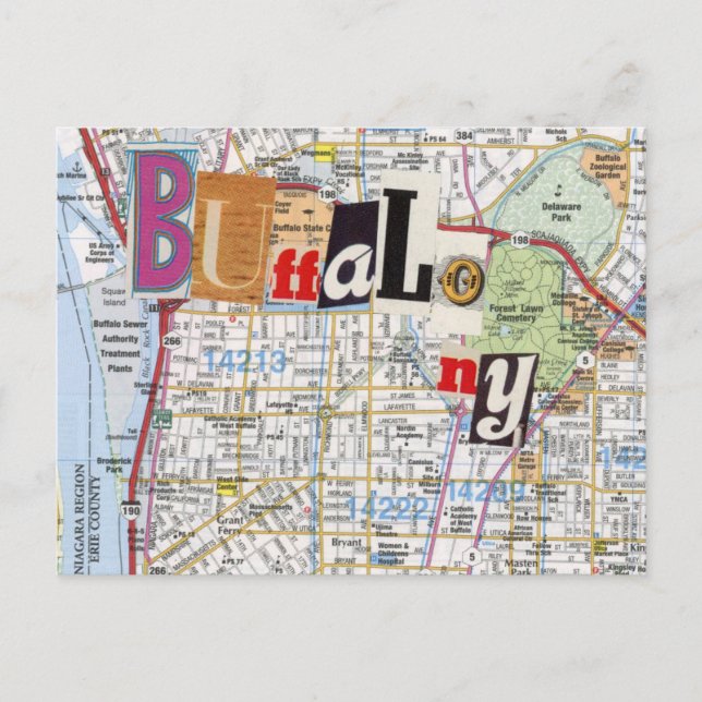 Tarjeta postal Collage de Buffalo NY Maps 40 (Anverso)