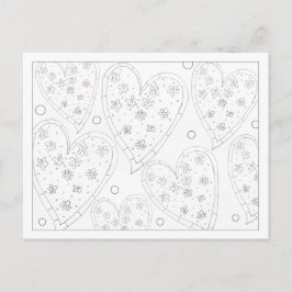 Tarjeta postal Color Me Flower Hearts