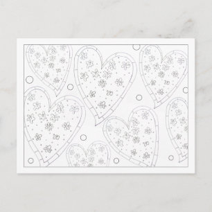 Tarjeta postal Color Me Flower Hearts