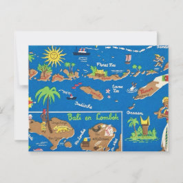 Tarjeta postal colorida de Bali Lombok