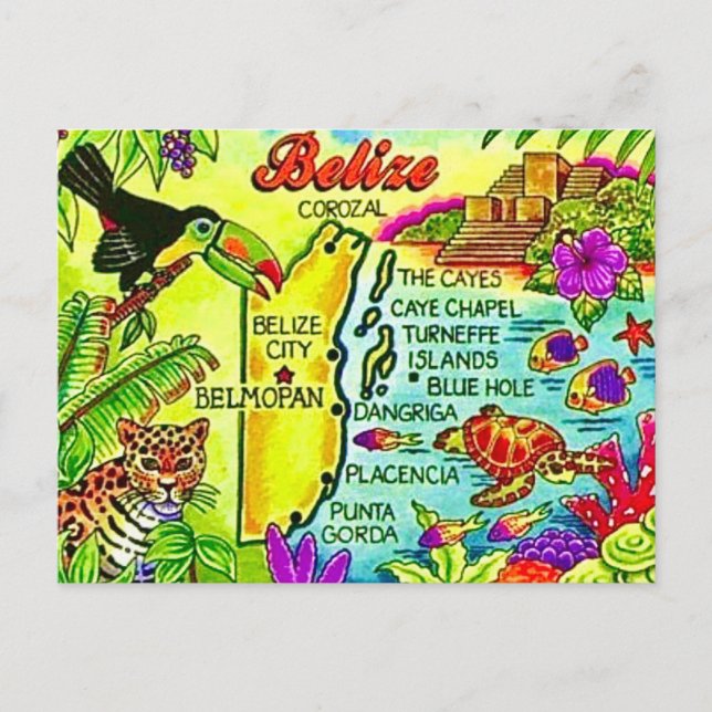Tarjeta postal colorida de Belice (Anverso)