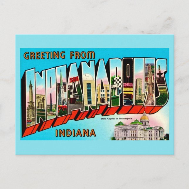 Tarjeta postal colorida de Indianapolis (Anverso)