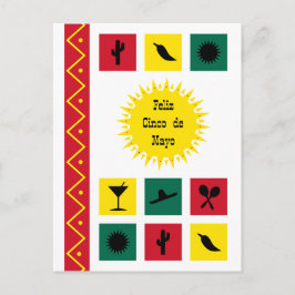 Tarjeta postal colorida de inspiración mexicana de