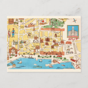 Tarjeta postal colorida de Split Croacia