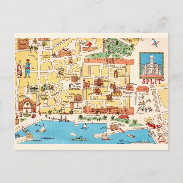 Tarjeta postal colorida de Split Croacia (Anverso)