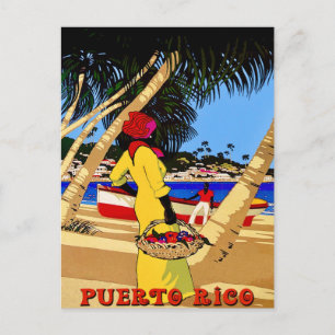 Tarjeta postal colorida de viaje a Puerto Rico