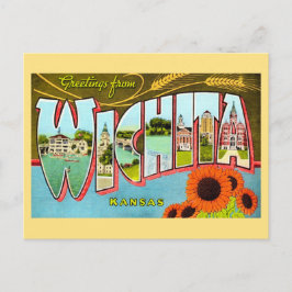Tarjeta postal colorida de Wichita Kansas antigua