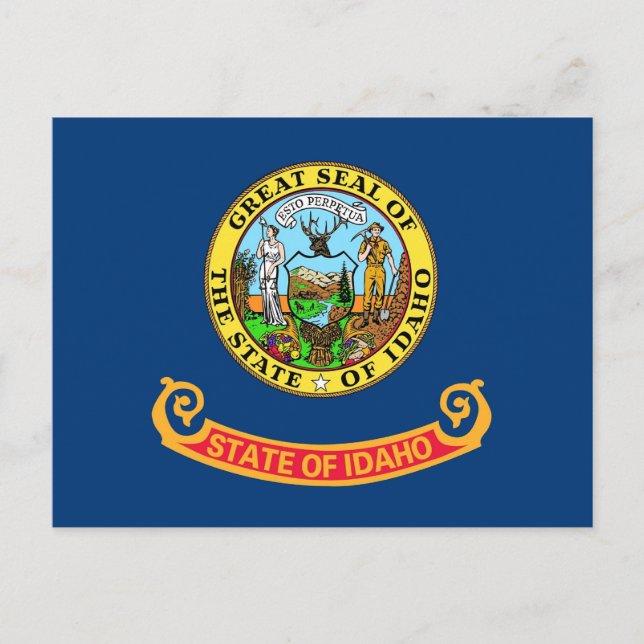 Tarjeta postal con bandera del estado de Idaho - E (Anverso)