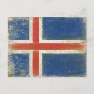 Tarjeta postal con bandera desgastada de Islandia