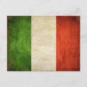 Tarjeta postal con bandera italiana vintage sucia